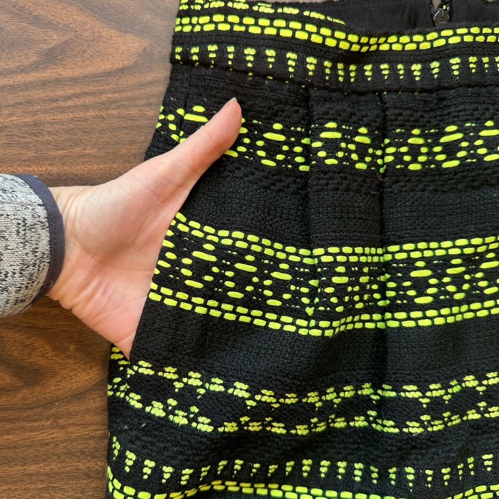 Rare J. Crew Collection Black and Neon Yellow Pencil Skirt - Picture 3 of 7